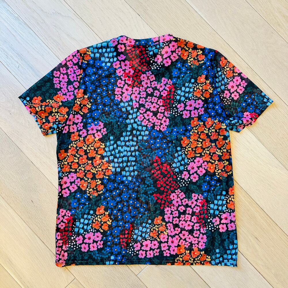 Johnny Was Eleanor Mesh Short Sleeve Astrid Floral Tee Shirt Women’s Sz  XL - Picture 4 of 9